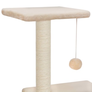 Ansamblu pentru pisici, stâlpi cu funie de sisal, 65 cm, bej - Img 5