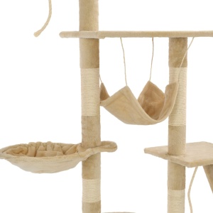 Ansamblu pentru pisici stâlpi din funie de sisal 230-250 cm bej - Img 5