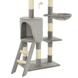 Ansamblu pisici cu stâlpi din funie de sisal, 138 cm, gri - Img 7