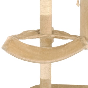 Ansamblu pisici, stâlpi sisal, montare perete, 194 cm, bej - Img 7