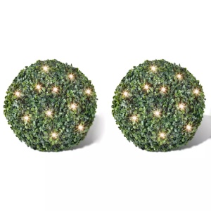 Arbuști ornamentali artificiali, 27 cm cu LED-uri solare, 2 buc