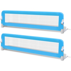 Balustradă de pat protecție copii, 2 buc, albastru, 150 x 42 cm - Img 2