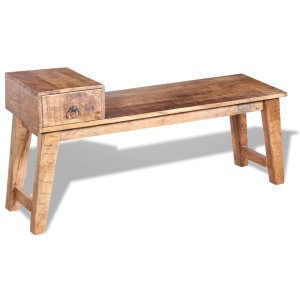 Bancă cu sertar lemn solid de mango, 120 x 36 x 60 cm - Img 3