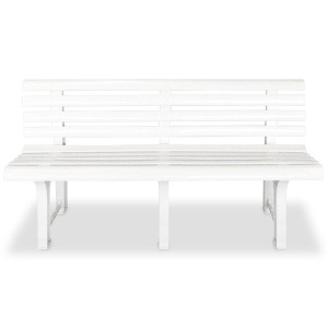 Bancă de grădină, alb, 145,5 cm, plastic - Img 2