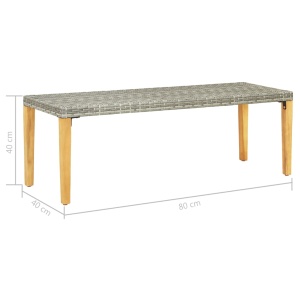 Bancă de grădină, gri, 80 cm, poliratan - Img 5