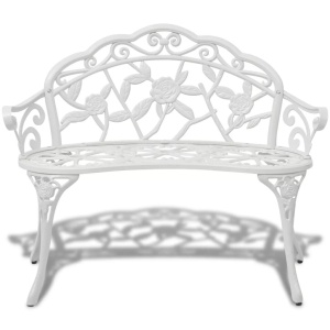 Bancă de grădină, mulaj din aluminiu, alb - Img 2