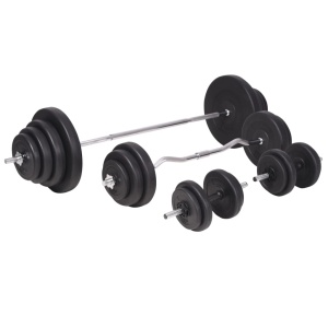 Bancă fitness cu rastel greutăți, set haltere/gantere, 120 kg - Img 7