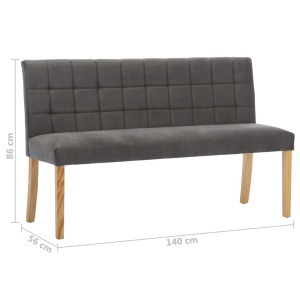 Bancă, gri, 140 cm, material textil - Img 6
