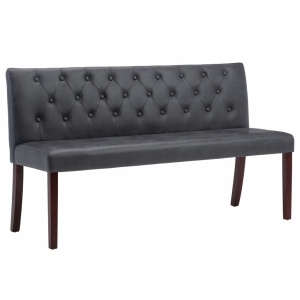 Bancă, gri, 148,5 cm, velur ecologic - Img 2