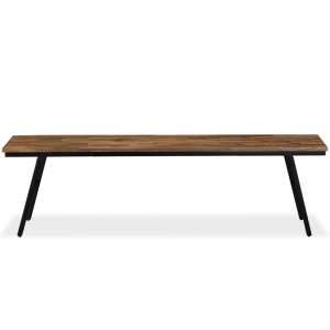 Bancă, Lemn de tec reciclat și oțel 160x35x45 cm - Img 3