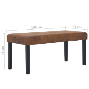 Bancă, maro, 106 cm, piele intoarsă ecologică - Img 6