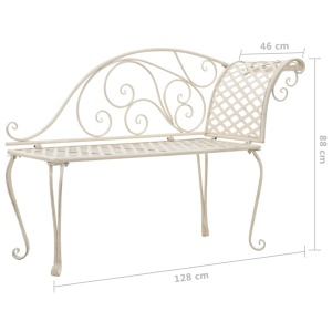 Bancă șezlong de grădină, alb vintage, 128 cm, metal - Img 5