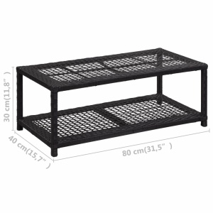 Banchetă pantofar, negru, 80 x 40 x 30 cm, poliratan - Img 5