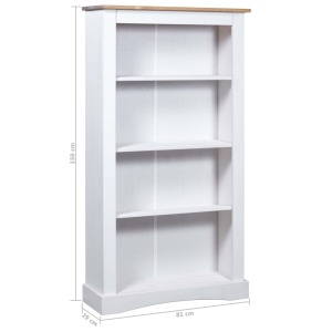 Bibliotecă 4 rafturi alb 81x29x150 cm pin mexican gama Corona - Img 4