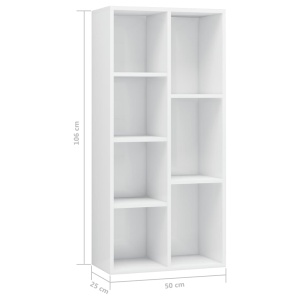 Bibliotecă, alb extralucios, 50 x 25 x 106 cm, PAL - Img 5