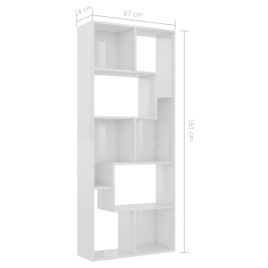 Bibliotecă, alb extralucios, 67 x 24 x 161 cm, PAL - Img 10