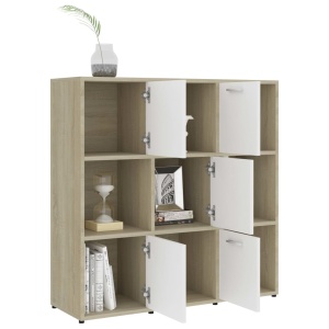 Bibliotecă, alb și stejar Sonoma, 90 x 30 x 90 cm, PAL - Img 4
