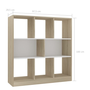 Bibliotecă, alb și stejar Sonoma, 97,5 x 29,5 x 100 cm, PAL - Img 5