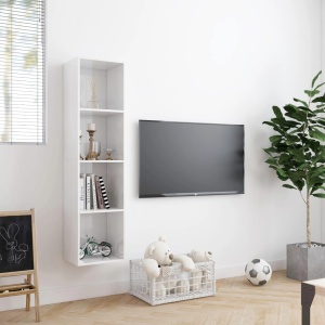 Bibliotecă/Comodă TV, alb extralucios, 143 x 30 x 36 cm - Img 3