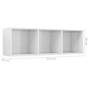 Bibliotecă/Comodă TV, alb lucios, 36 x 30 x 114 cm, PAL - Img 11