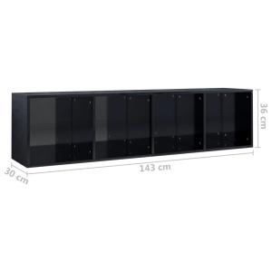 Bibliotecă/Comodă TV, negru lucios, 36 x 30 x 143 cm, PAL - Img 11