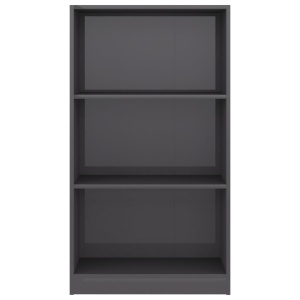 Bibliotecă cu 3 rafturi, gri extralucios, 60 x 24 x 108 cm, PAL - Img 4