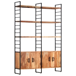 Bibliotecă cu 4 rafturi, 124 x 30 x 180 cm, lemn masiv de acacia - Img 11