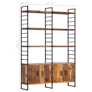 Bibliotecă cu 4 rafturi, 124 x 30 x 180 cm, lemn masiv reciclat - Img 12