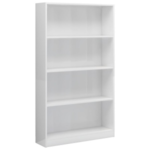 Bibliotecă cu 4 rafturi, alb extralucios, 80 x 24 x 142 cm, PAL - Img 2
