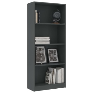 Bibliotecă cu 4 rafturi, gri, 60 x 24 x 142 cm, PAL - Img 3