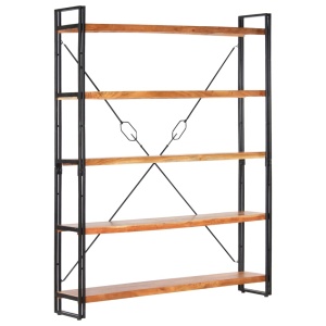 Bibliotecă cu 5 rafturi, 140x30x180 cm, lemn masiv de acacia - Img 6
