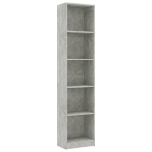 Bibliotecă cu 5 rafturi, gri, 40 x 24 x 175 cm, PAL - Img 2