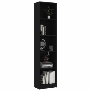 Bibliotecă cu 5 rafturi, negru, 40 x 24 x 175 cm, PAL - Img 3