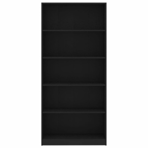 Bibliotecă cu 5 rafturi, negru, 80 x 24 x 175 cm, PAL - Img 4