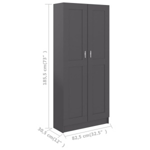 Bibliotecă, gri, 82,5 x 30,5 x 185,5 cm, PAL - Img 7