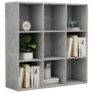 Bibliotecă, gri beton, 98 x 30 x 98 cm, PAL - Img 3