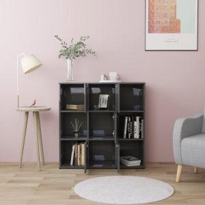 Bibliotecă, gri extralucios, 90 x 30 x 90 cm, PAL - Img 3