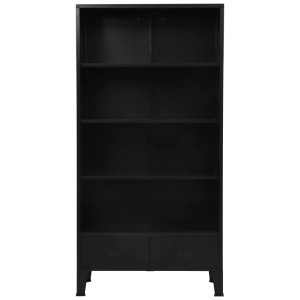 Bibliotecă, negru, 90 x 40 x 180 cm, oțel, industrial - Img 4