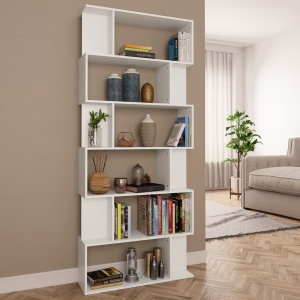 Bibliotecă/Separator cameră, alb, 80 x 24 x 192 cm, PAL