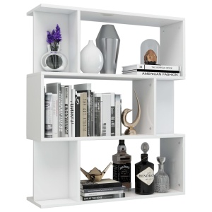 Bibliotecă/Separator cameră, alb lucios, 80x24x96 cm, PAL - Img 3