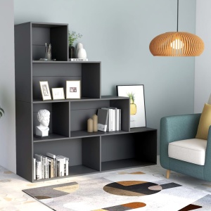Bibliotecă/Separator cameră, gri, 155x24x160 cm, PAL