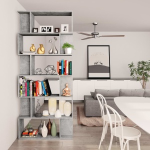 Bibliotecă/Separator cameră, gri beton, 80 x 24 x 192 cm, PAL - Img 4