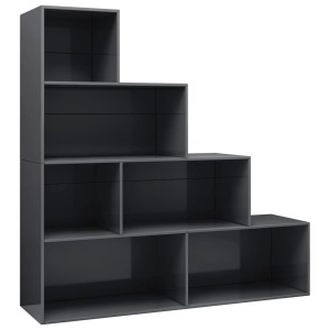 Bibliotecă/Separator cameră gri extralucios 155x24x160 cm PAL - Img 2