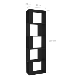 Bibliotecă/Separator cameră, negru, 45x24x159 cm, PAL - Img 6