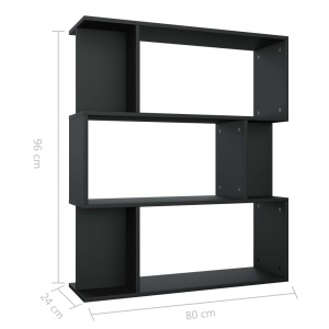 Bibliotecă/Separator cameră, negru, 80x24x96 cm, PAL - Img 7