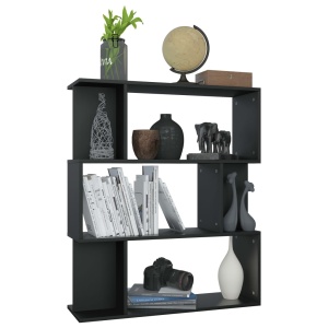 Bibliotecă/Separator cameră, negru, 80x24x96 cm, PAL - Img 8
