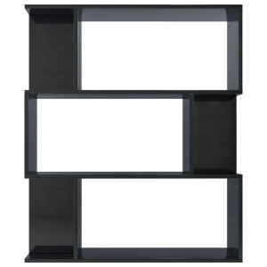 Bibliotecă/Separator cameră, negru foarte lucios 80x24x96cm PAL - Img 5