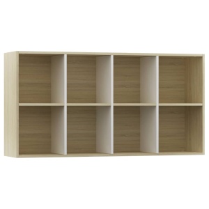 Bibliotecă/Servantă, alb și stejar sonoma, 66x30x130 cm, PAL - Img 7