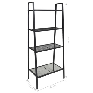 Bibliotecă tip scară, 4 trepte, metal, negru - Img 5