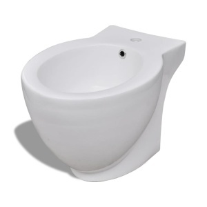 Bideu rotund pe pardoseală, ceramică calitate superioară, alb - Img 2